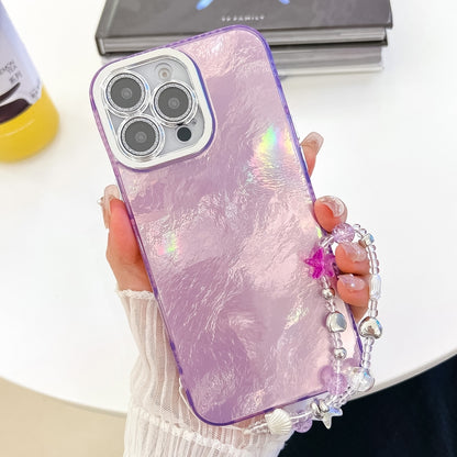 Plating Glitter Texture Chain Wristband TPU Phone Case with Lens Film, For iPhone 13 Pro Max