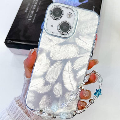 Plating Glitter Texture Chain Wristband TPU Phone Case with Lens Film, For iPhone 13