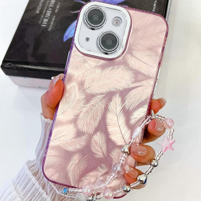 Plating Glitter Texture Chain Wristband TPU Phone Case with Lens Film, For iPhone 13