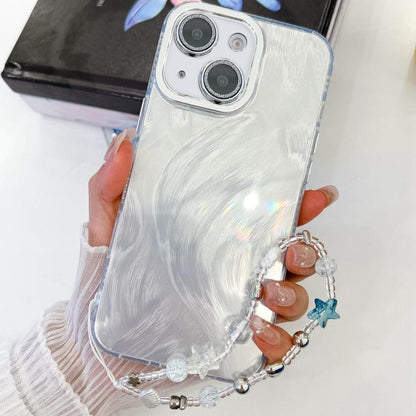 Plating Glitter Texture Chain Wristband TPU Phone Case with Lens Film, For iPhone 13