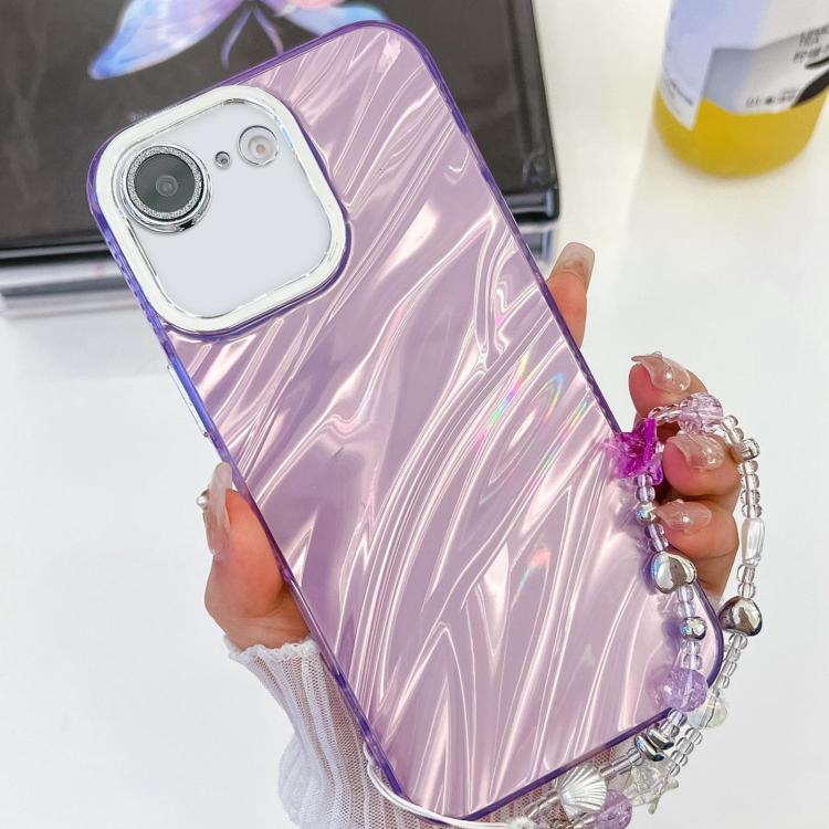 Plating Glitter Texture Chain Wristband TPU Phone Case with Lens Film, For iPhone 17e / 16e