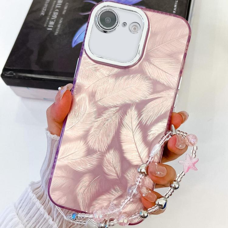 Plating Glitter Texture Chain Wristband TPU Phone Case with Lens Film, For iPhone 17e / 16e