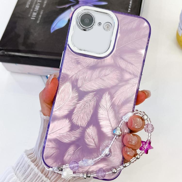 Plating Glitter Texture Chain Wristband TPU Phone Case with Lens Film, For iPhone 17e / 16e