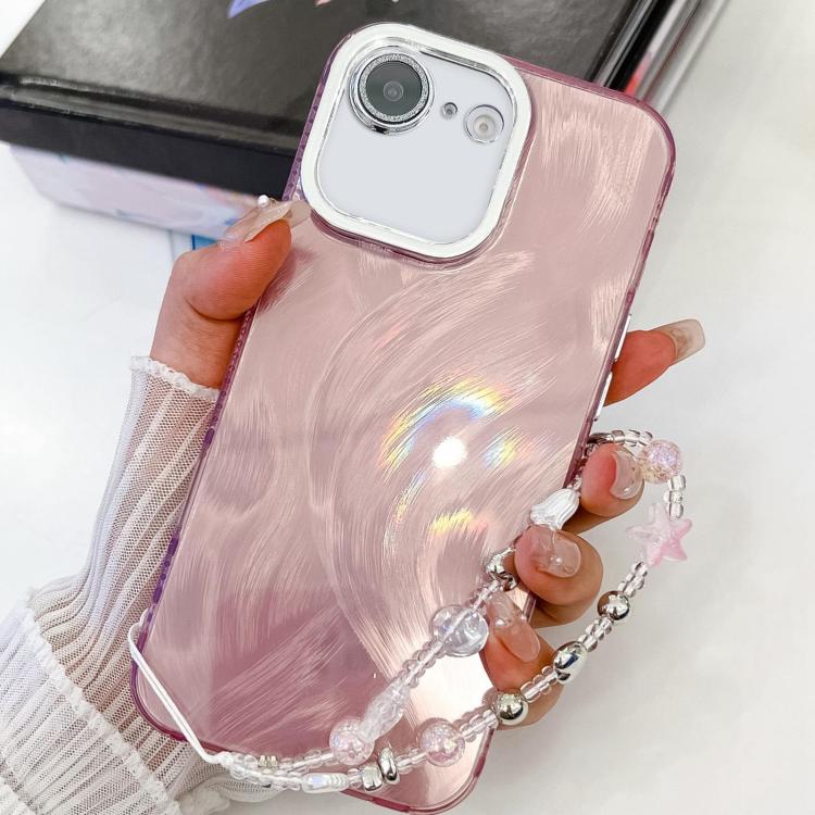 Plating Glitter Texture Chain Wristband TPU Phone Case with Lens Film, For iPhone 17e / 16e