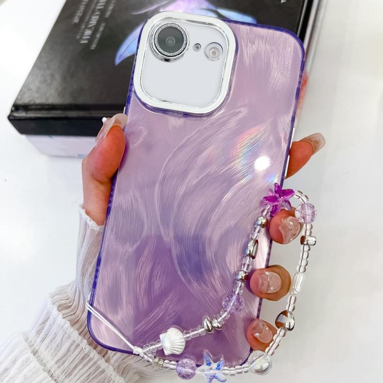 Plating Glitter Texture Chain Wristband TPU Phone Case with Lens Film, For iPhone 17e / 16e