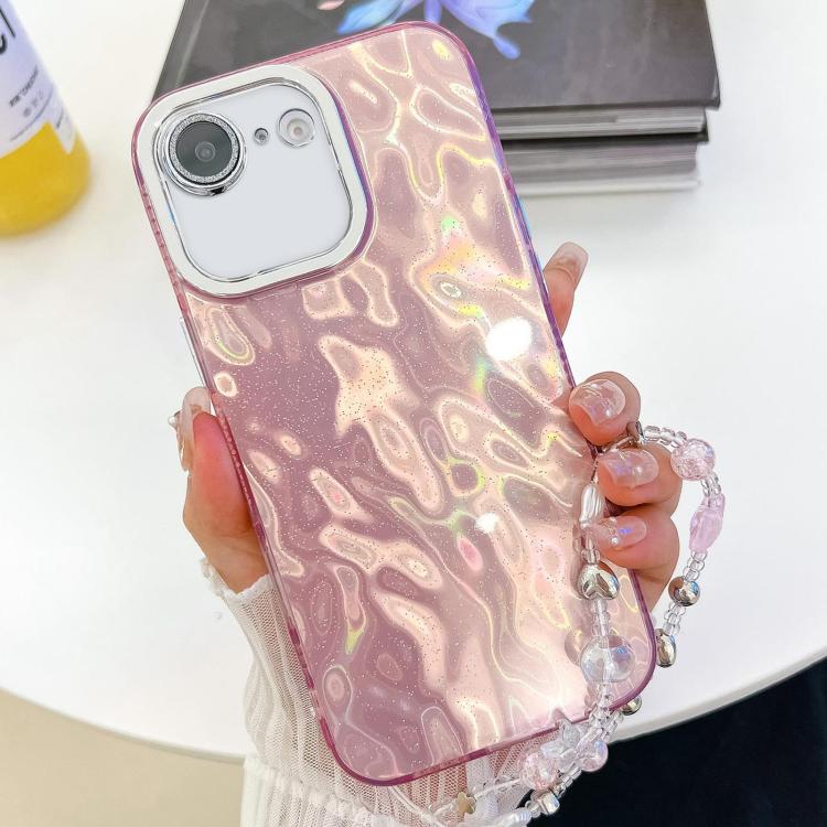 Plating Glitter Texture Chain Wristband TPU Phone Case with Lens Film, For iPhone 17e / 16e
