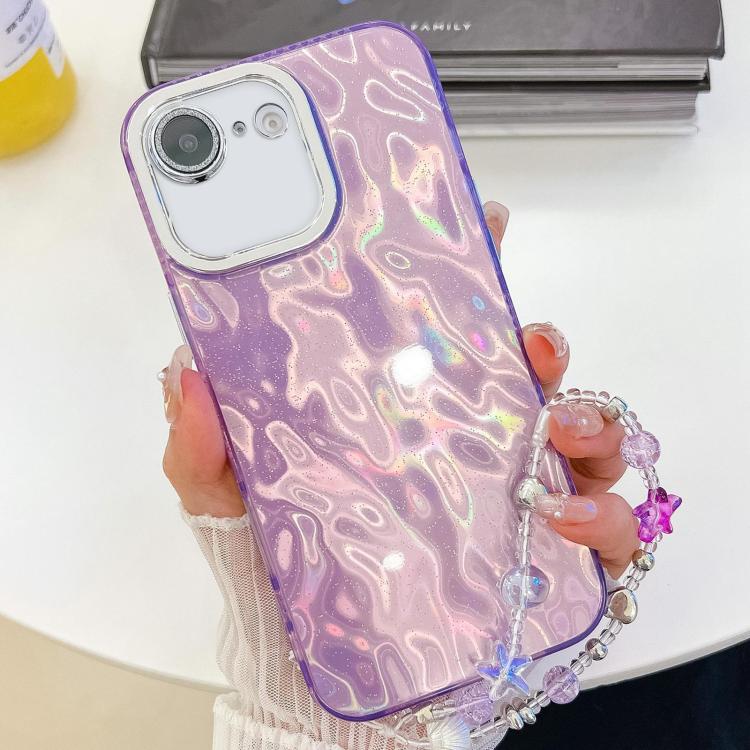 Plating Glitter Texture Chain Wristband TPU Phone Case with Lens Film, For iPhone 17e / 16e