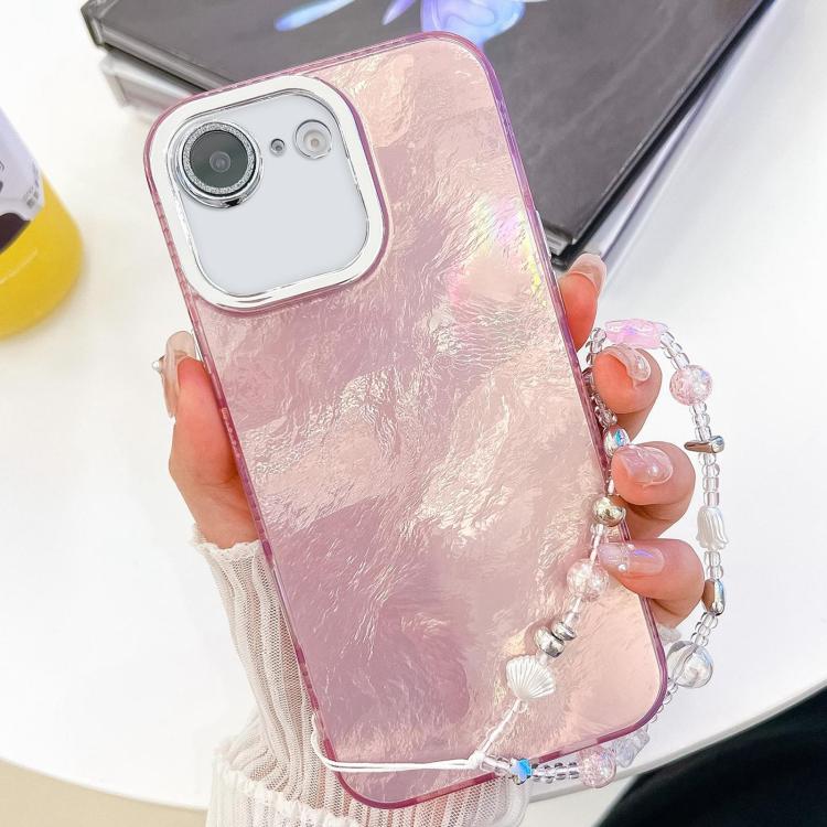 Plating Glitter Texture Chain Wristband TPU Phone Case with Lens Film, For iPhone 17e / 16e
