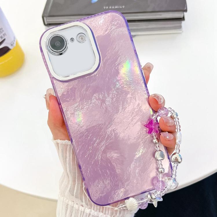 Plating Glitter Texture Chain Wristband TPU Phone Case with Lens Film, For iPhone 17e / 16e