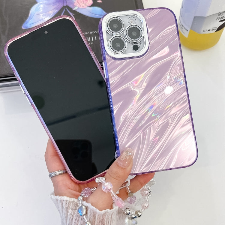 Plating Glitter Texture Chain Wristband TPU Phone Case with Lens Film, For iPhone 16 Plus