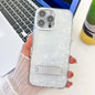 Plating Glitter Texture Fold Holder TPU Phone Case with Lens Film, For iPhone 16 Pro