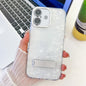 Plating Glitter Texture Fold Holder TPU Phone Case with Lens Film, For iPhone 16 Plus