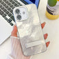 Plating Glitter Texture Fold Holder TPU Phone Case with Lens Film, For iPhone 16 Plus