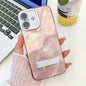 Plating Glitter Texture Fold Holder TPU Phone Case with Lens Film, For iPhone 16 Plus
