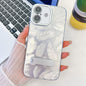 Plating Glitter Texture Fold Holder TPU Phone Case with Lens Film, For iPhone 16