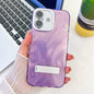 Plating Glitter Texture Fold Holder TPU Phone Case with Lens Film, For iPhone 16