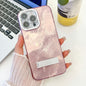 Plating Glitter Texture Fold Holder TPU Phone Case with Lens Film, For iPhone 15 Pro