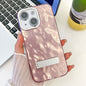 Plating Glitter Texture Fold Holder TPU Phone Case with Lens Film, For iPhone 15