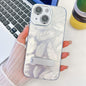 Plating Glitter Texture Fold Holder TPU Phone Case with Lens Film, For iPhone 14