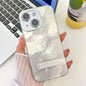 Plating Glitter Texture Fold Holder TPU Phone Case with Lens Film, For iPhone 14