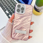 Plating Glitter Texture Fold Holder TPU Phone Case with Lens Film, For iPhone 14 Pro