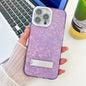 Plating Glitter Texture Fold Holder TPU Phone Case with Lens Film, For iPhone 14 Pro Max