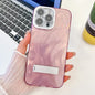 Plating Glitter Texture Fold Holder TPU Phone Case with Lens Film, For iPhone 14 Pro Max