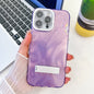 Plating Glitter Texture Fold Holder TPU Phone Case with Lens Film, For iPhone 14 Pro Max
