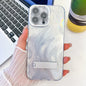 Plating Glitter Texture Fold Holder TPU Phone Case with Lens Film, For iPhone 13 Pro Max