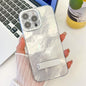 Plating Glitter Texture Fold Holder TPU Phone Case with Lens Film, For iPhone 13 Pro Max