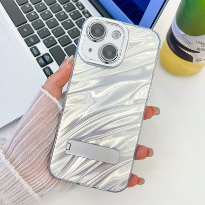Plating Glitter Texture Fold Holder TPU Phone Case with Lens Film, For iPhone 13