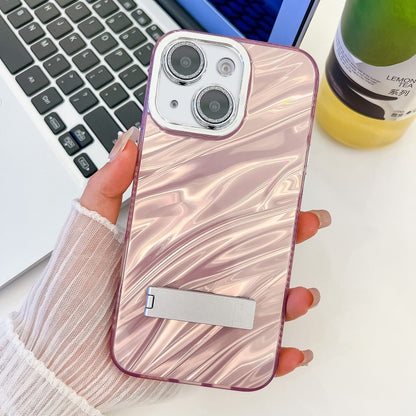 Plating Glitter Texture Fold Holder TPU Phone Case with Lens Film, For iPhone 13