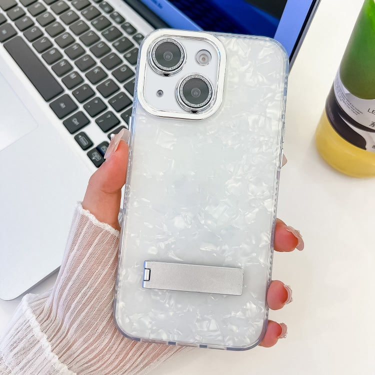 Plating Glitter Texture Fold Holder TPU Phone Case with Lens Film, For iPhone 13