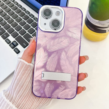 Plating Glitter Texture Fold Holder TPU Phone Case with Lens Film, For iPhone 13