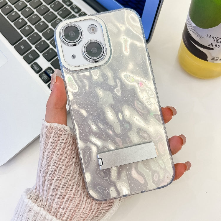 Plating Glitter Texture Fold Holder TPU Phone Case with Lens Film, For iPhone 13