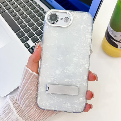 Plating Glitter Texture Fold Holder TPU Phone Case with Lens Film, For iPhone 17e / 16e
