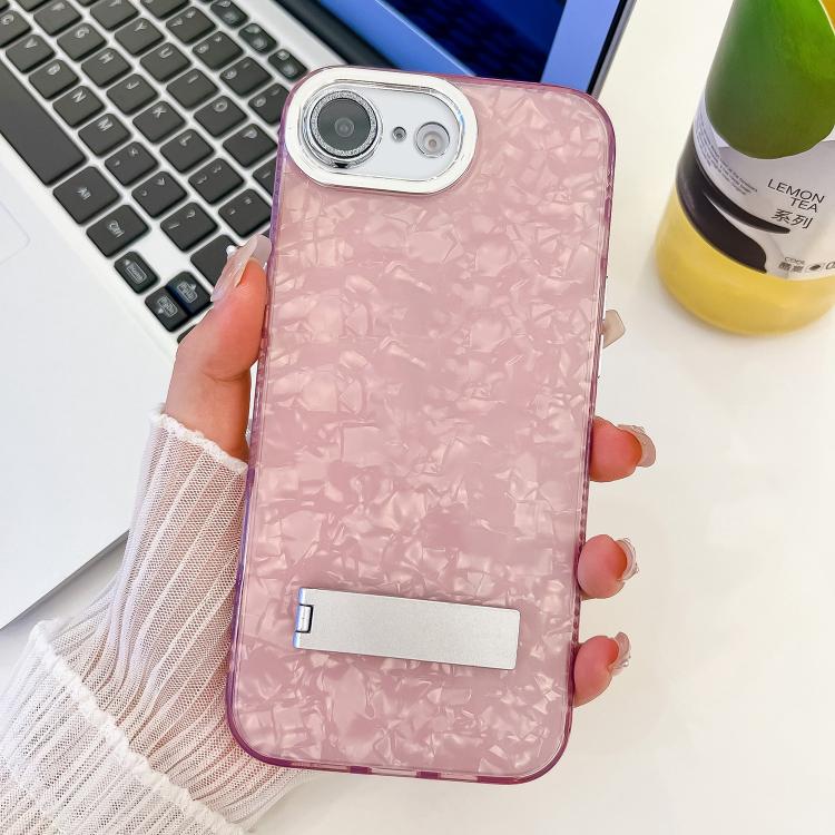 Plating Glitter Texture Fold Holder TPU Phone Case with Lens Film, For iPhone 17e / 16e