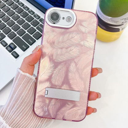 Plating Glitter Texture Fold Holder TPU Phone Case with Lens Film, For iPhone 17e / 16e
