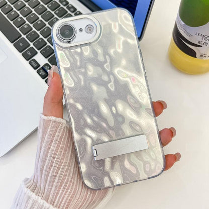 Plating Glitter Texture Fold Holder TPU Phone Case with Lens Film, For iPhone 17e / 16e