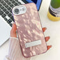 Plating Glitter Texture Fold Holder TPU Phone Case with Lens Film, For iPhone 17e / 16e