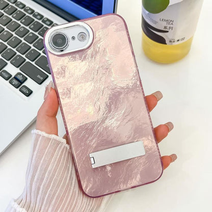 Plating Glitter Texture Fold Holder TPU Phone Case with Lens Film, For iPhone 17e / 16e