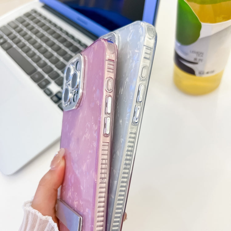 Plating Glitter Texture Fold Holder TPU Phone Case with Lens Film, For iPhone 14
