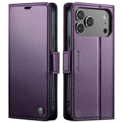 CaseMe 023 Butterfly Buckle Litchi Texture RFID Anti-theft Leather Phone Case, For iPhone 17e / 16e, For iPhone 17 Pro Max, For iPhone 17 Pro, For iPhone 17