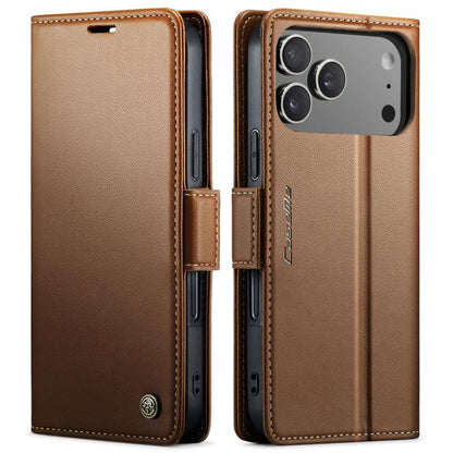 CaseMe 023 Butterfly Buckle Litchi Texture RFID Anti-theft Leather Phone Case, For iPhone 17e / 16e, For iPhone 17 Pro Max, For iPhone 17 Pro, For iPhone 17