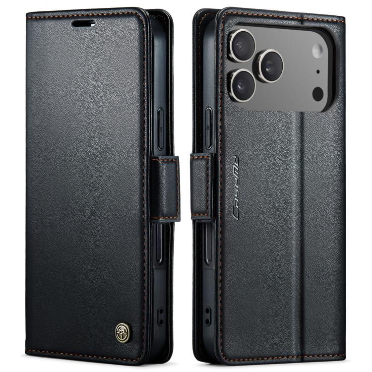 CaseMe 023 Butterfly Buckle Litchi Texture RFID Anti-theft Leather Phone Case, For iPhone 17e / 16e, For iPhone 17 Pro Max, For iPhone 17 Pro, For iPhone 17