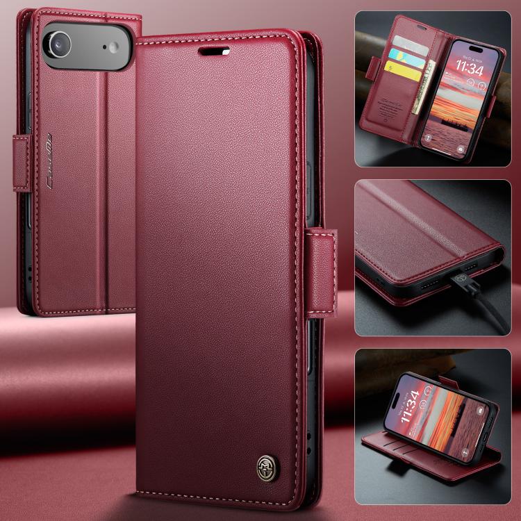 CaseMe 023 Butterfly Buckle Litchi Texture RFID Anti-theft Leather Phone Case, For iPhone Air, For iPhone 16 Pro Max, For iPhone 16 Pro, For iPhone 16 Plus