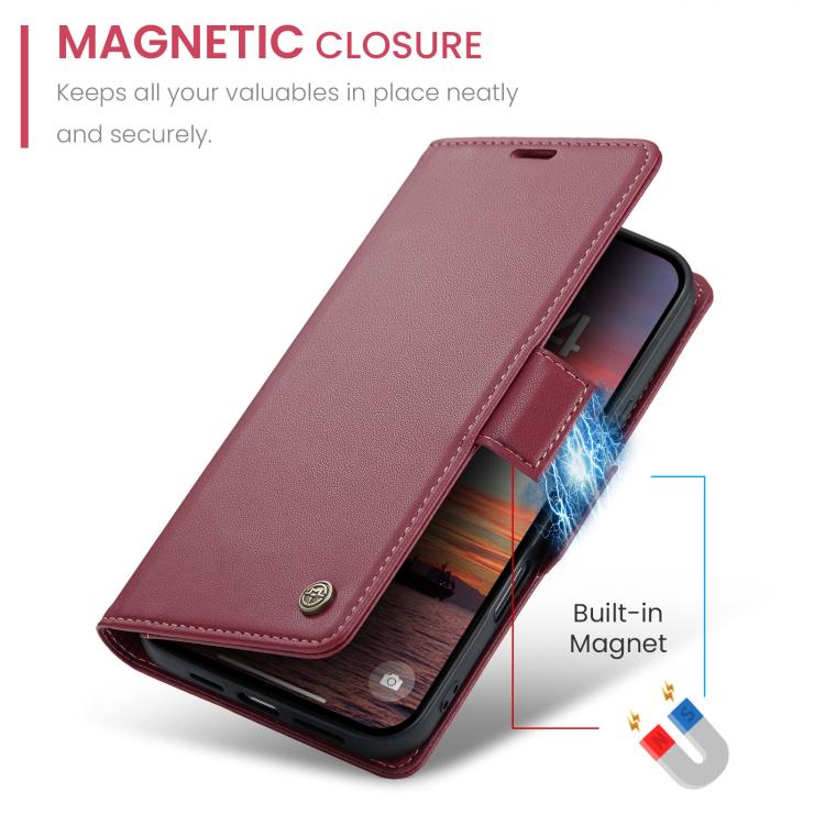 CaseMe 023 Butterfly Buckle Litchi Texture RFID Anti-theft Leather Phone Case, For iPhone Air, For iPhone 16 Pro Max, For iPhone 16 Pro, For iPhone 16 Plus