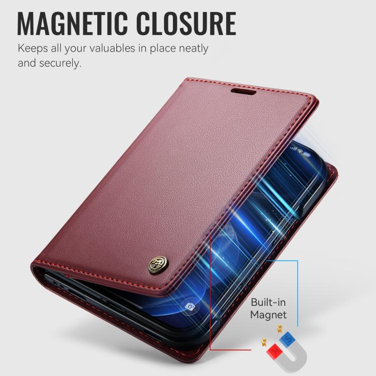 CaseMe 023 Butterfly Buckle Litchi Texture RFID Anti-theft Leather Phone Case, For iPhone Duo, For iPhone 17, For iPhone Air, For iPhone 16 Pro Max