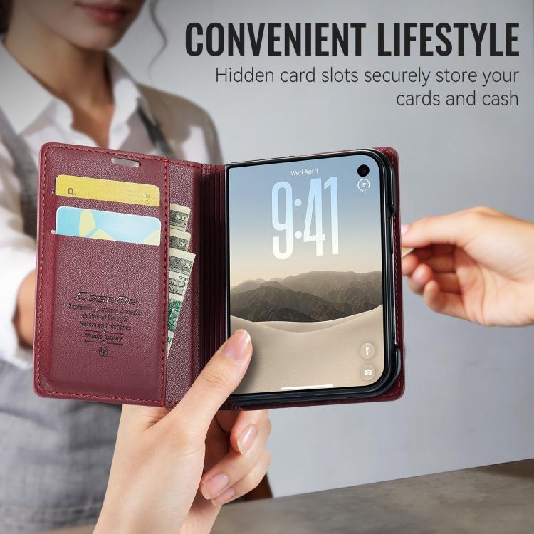 CaseMe 023 Butterfly Buckle Litchi Texture RFID Anti-theft Leather Phone Case, For iPhone Duo, For iPhone 17, For iPhone Air, For iPhone 16 Pro Max