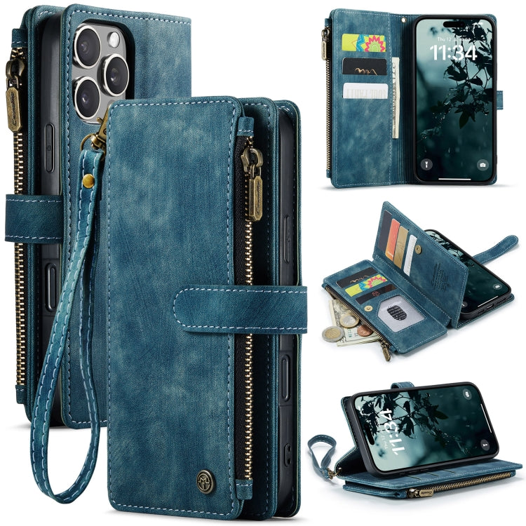 CaseMe C30 Card Slots Zipper Wallet Leather Phone Case, For iPhone Duo, For iPhone 17, For iPhone Air, For iPhone 16 Pro Max, For iPhone 16 Pro, For iPhone 16 Plus